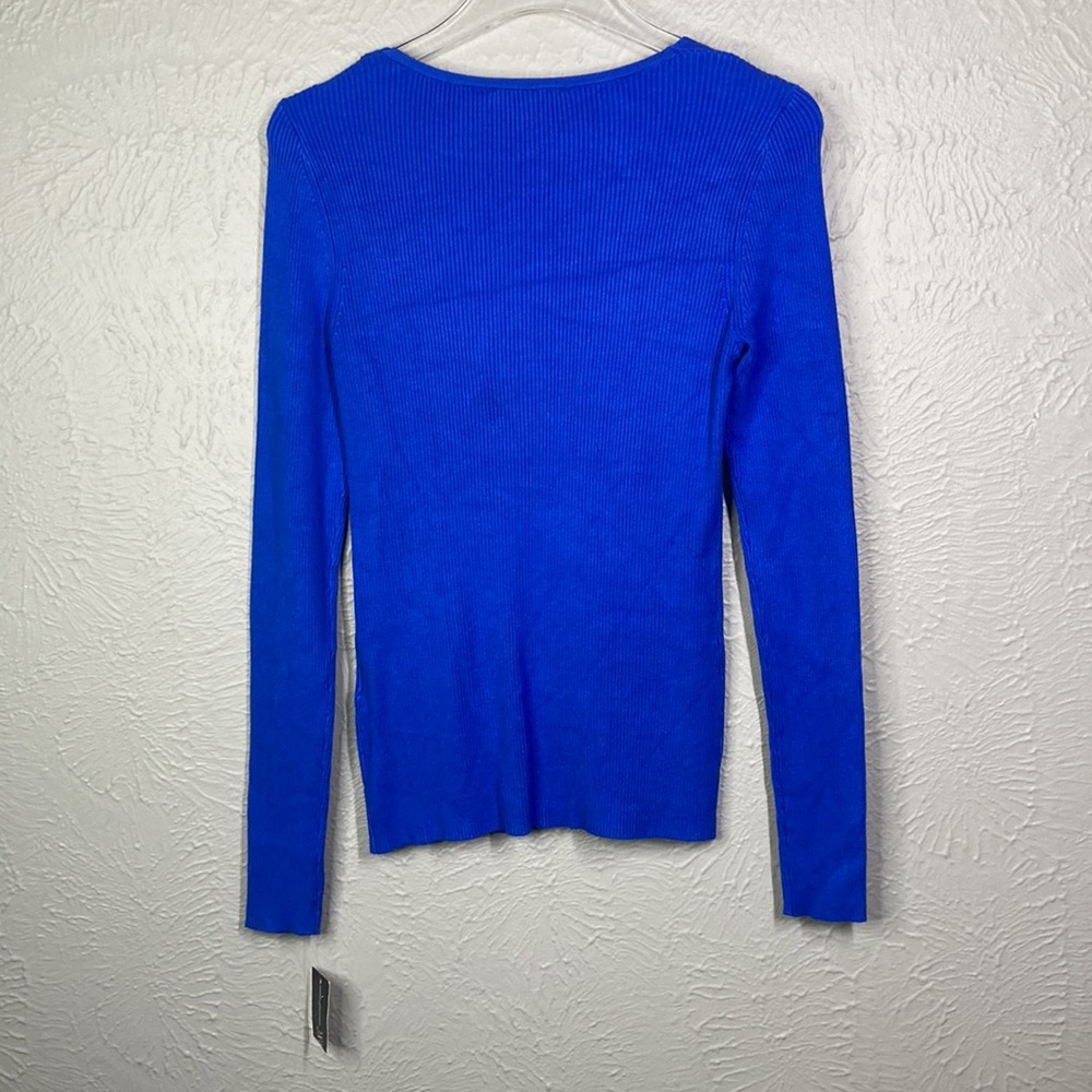 NWT Inc International Concepts Blue Ribbed Long-Sleeve Sweater Size Medi… - Picture 9 of 9